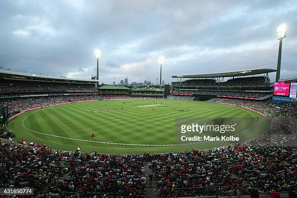 General view is seen during the Big Bash League match between the Sydney Sixers and the Sydney Thunder at Sydney Cricket Ground on January 14, 2017...