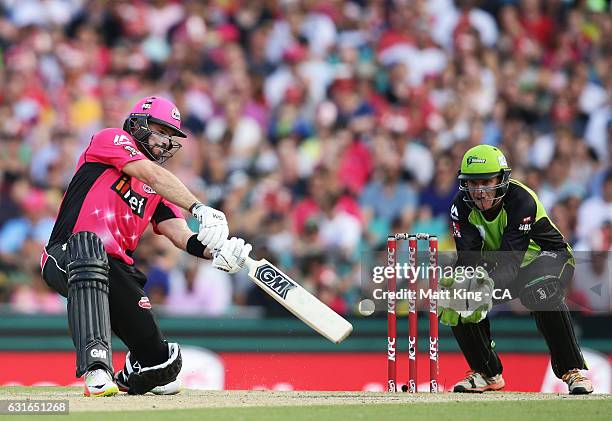 Michael Lumb of the Sixers bats during the Big Bash League match between the Sydney Sixers and the Sydney Thunder at Sydney Cricket Ground on January...