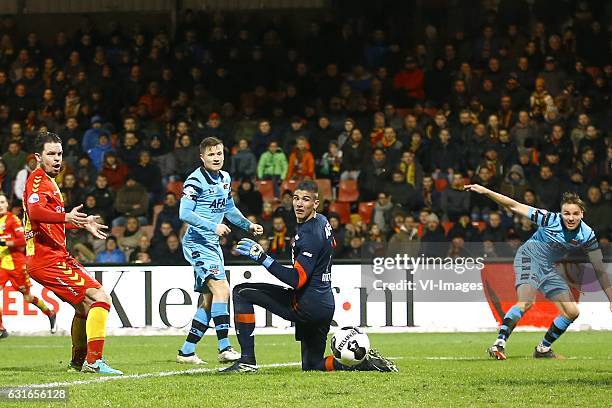 Sander Duits of Go Ahead Eagles, Mattias Johansson of AZ Alkmaar, Sergio Rochet of AZ Alkmaar, Ben Rienstra of AZ Alkmaarduring the Dutch Eredivisie...