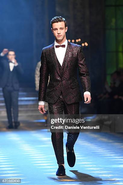 Cameron Dallas walks the runway at the Dolce & Gabbana show during Milan Men's Fashion Week Fall/Winter 2017/18 on January 14, 2017 in Milan, Italy.