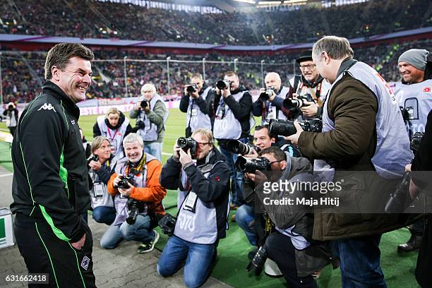 Coach Dieter Hecking of Moenchengladbach smiles prior Telekom Cup 2017 match between Borussia Moenchengladbach and 1. FSV Mainz 05 at Esprit-Arena on...