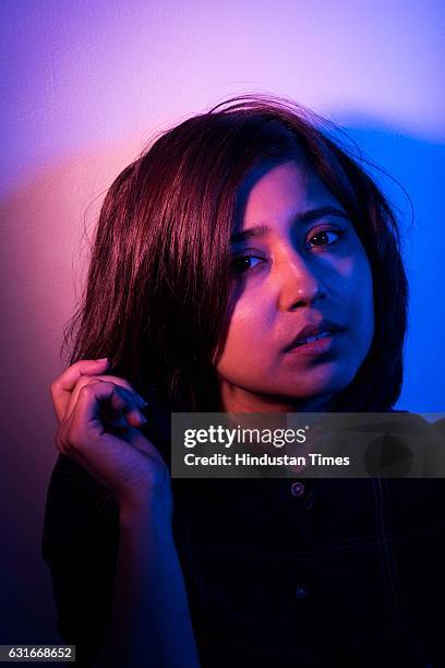 Bollywood actor Shweta Tripathi poses during an exclusive interview with ht48hours-Hindustan Times, on January 9, 2017 in Mumbai, India. During the...