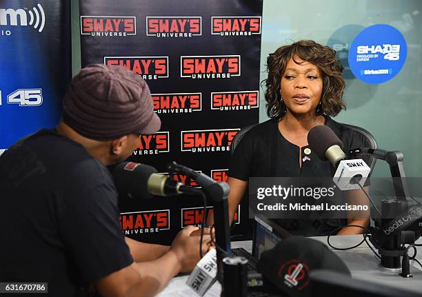 Sway interviews actress Alfre Woodard during Sway in the Morning on Shade 45 at SiriusXM Studios on January 13, 2017 in New York City.