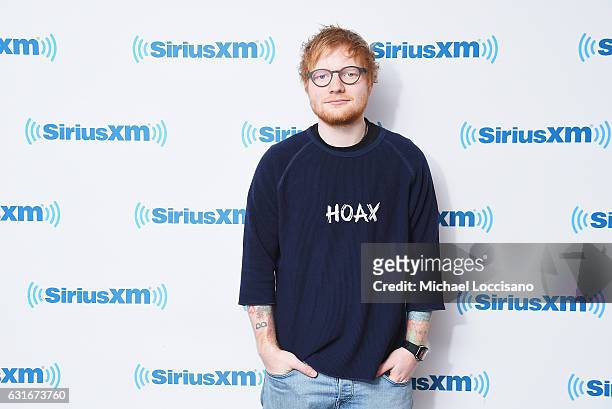 Musician Ed Sheeran visits SiriusXM Studios on January 13, 2017 in New York City.