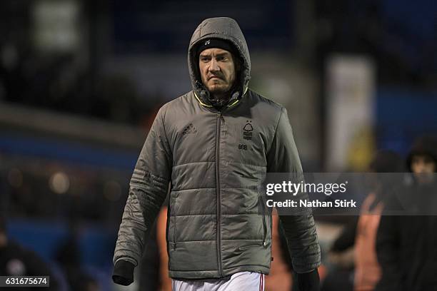 Nicklas Bendtner of Nottingham Forest looks on after the Sky Bet Championship match between Birmingham City and Nottingham Forest at St Andrews...