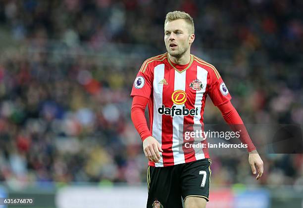 Seb Larsson of Sunderland during the Premier League match between Sunderland and Stoke City at Stadium of Light on January 14, 2017 in Sunderland,...