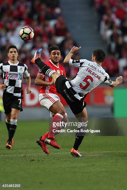 Benfica's forward Eduardo Salvio from Argentina vies with Boavista's defender Talocha from Portugal during the match between SL Benfica and Boavista...
