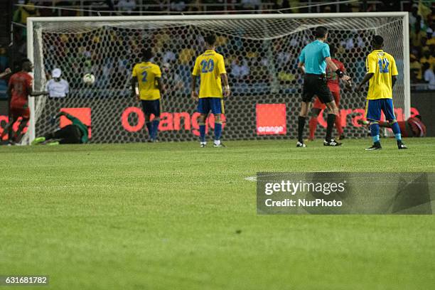 Nanissio Justino Mendes Soares scores to 1-1 in the last minute during the second half at African Cup of Nations 2017 between Gabon and Guinea-Bissau...