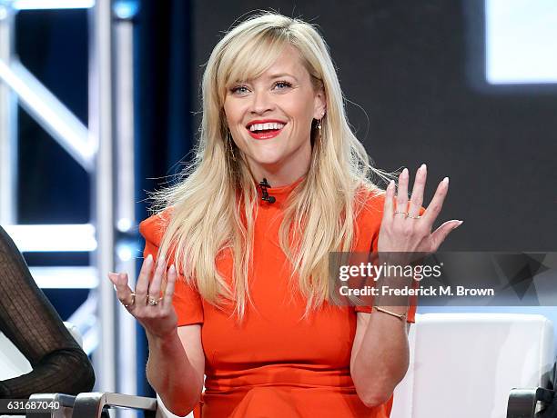 Executive producer/actress Reese Witherspoon of the series 'Big Little Lies' speaks onstage during the HBO portion of the 2017 Winter Television...