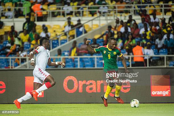 Zoua Daogari Jacques going to the back line during second half at African Cup of Nations 2017 between Burkina Faso and Cameroon at Stade de lAmitié...