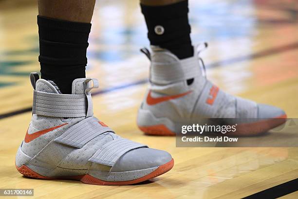 The shoes of Eric Bledsoe of the Phoenix Suns during the game against the San Antonio Spurs as part of NBA Global Games at Arena Ciudad de Mexico on...