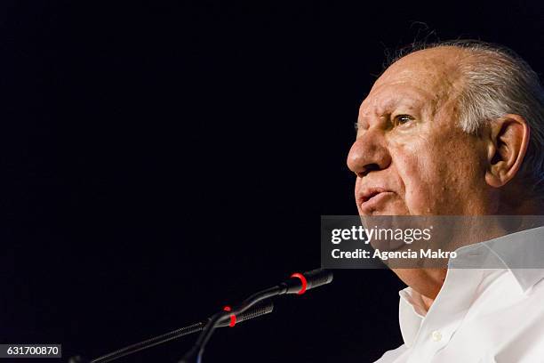 Former Chilean President Ricardo Lagos gives a speech after being proclaimed presidential candidate by the Party for Democracy, for the 2017...