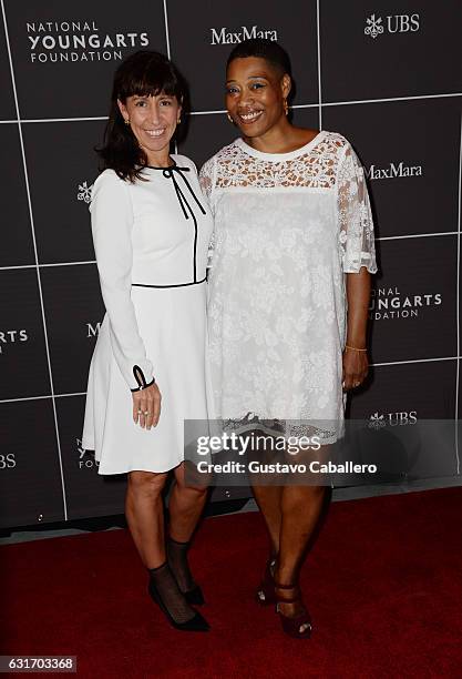 Lisa Leone and Joan Morgan attend 2017 YoungArts Backyard Ball at YoungArts Campus on January 14, 2017 in Miami, Florida.