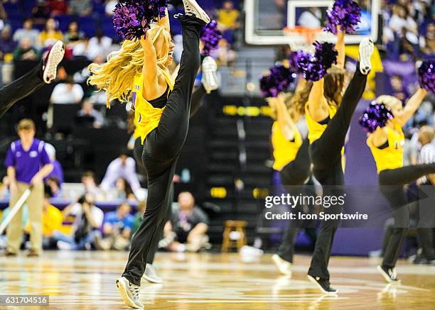 The LSU Tiger Girls entertain the crowd during a game on January 14, 2017 between the Alabama Crimson Tide and the LSU Tigers at the Pete Maravich...