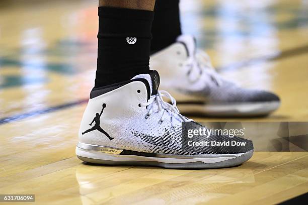 The shoes of Kawhi Leonard of the San Antonio Spurs during the game against the Phoenix Suns as part of NBA Global Games at Arena Ciudad de Mexico on...