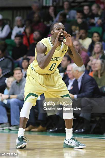 Blazers guard Hakeem Baxter directs the defense in the game between the Western Kentucky Hilltoppers and the UAB Blazers on January 12, 2017. UAB...