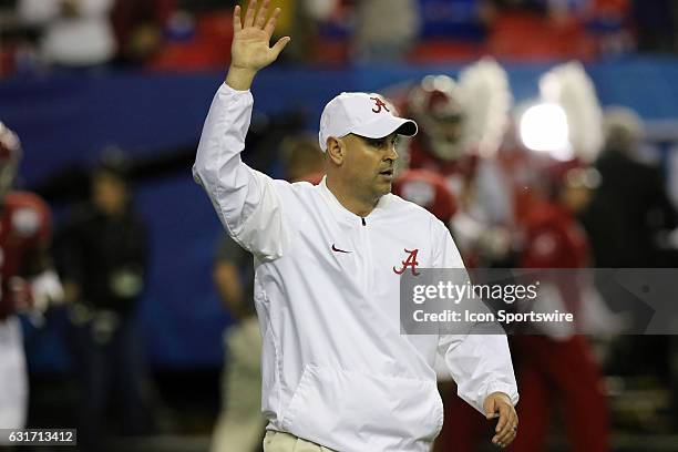 Jeremy Pruitt, Alabama Assistant Defensive Coordinator during the College Football Playoff Semifinal at the Chick-fil-A Peach Bowl between the...