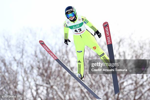 Spela Rogelj of Slovenia competes in the Ladies HS 100 during the FIS Women's Ski Jumping World Cup Sapporo at the Miyanomori Ski Jump Stadium on...