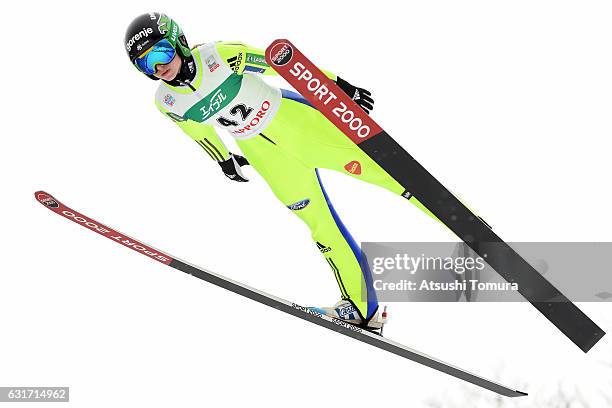 Spela Rogelj of Slovenia competes in the Ladies HS 100 during the FIS Women's Ski Jumping World Cup Sapporo at the Miyanomori Ski Jump Stadium on...