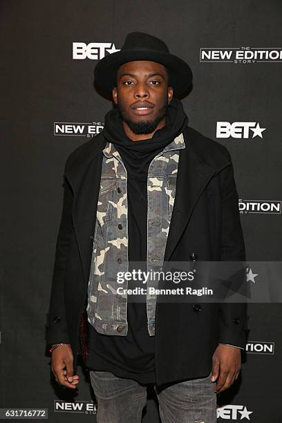 Actor Woody McClain attends the New Edition Story BET AMC Screenings Tour, New York on January 14, 2017 in New York City.