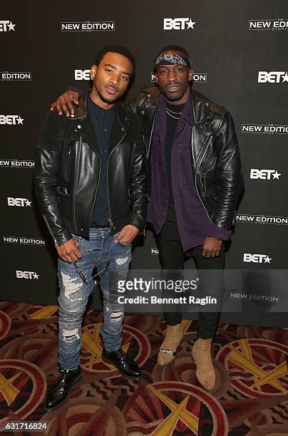 Actors Algee Smith and Elijah Kelley attend the New Edition Story BET AMC Screenings Tour, New York on January 14, 2017 in New York City.