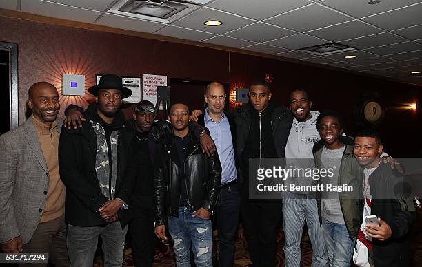 Stephen HIll, Woody McClain, Elijah Kelley, Algee Smith, Jesse Collins, Keith Powers, Luke James, Caleb McLaughlin, and Dante Hoagland attend the New...