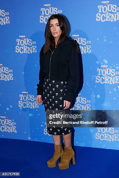 French voice of the movie, singer Jenifer Bartoli attends the "Tous en Scene" Paris Premiere at Le Grand Rex on January 14, 2017 in Paris, France.