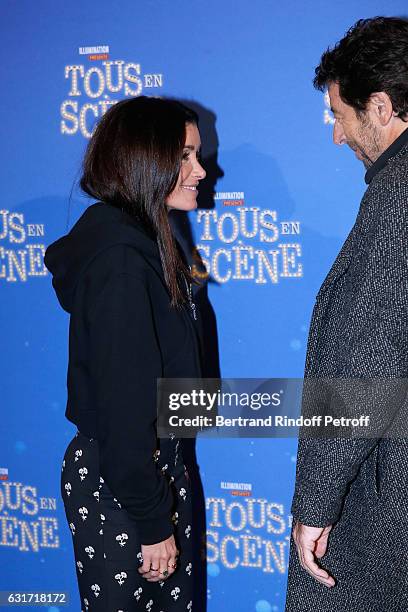 French voices of the movie, Singer Jenifer Bartoli and singer Patrick Bruel attend the "Tous en Scene" Paris Premiere at Le Grand Rex on January 14,...