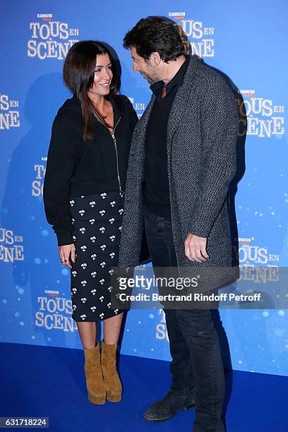 French voices of the movie, Singer Jenifer Bartoli and singer Patrick Bruel attend the "Tous en Scene" Paris Premiere at Le Grand Rex on January 14,...