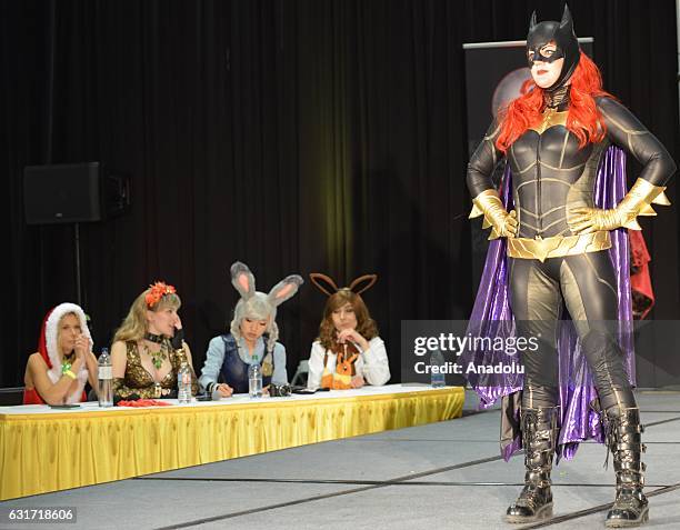 Cosplayer in Batgirl costume attends the Comic Excitement Convention at Los Angeles Convention Center in Los Angeles, United States on January 14,...
