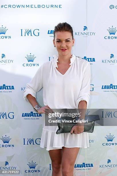 Agnieszka Radwanksa of Poland arrives at the 2017 Australian Open party at Crown on January 15, 2017 in Melbourne, Australia.