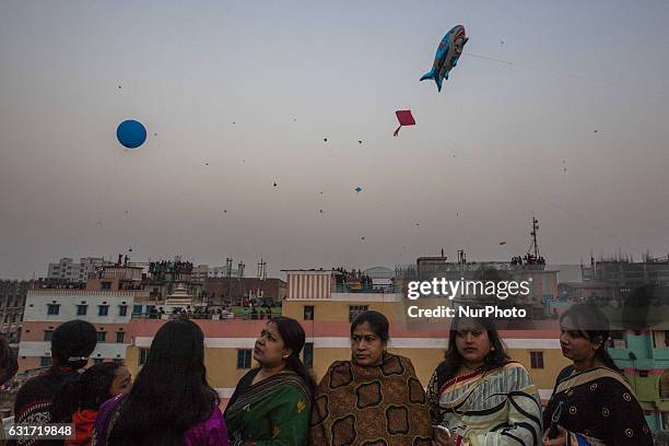 People take part at Shakrain festival in Dhaka on January 14, 2016.Shakrain is known as the kite festival in Bangladesh. Especially southern part of...