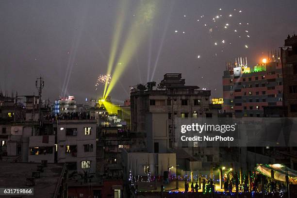 People take part at Shakrain festival in Dhaka on January 14, 2016.Shakrain is known as the kite festival in Bangladesh. Especially southern part of...