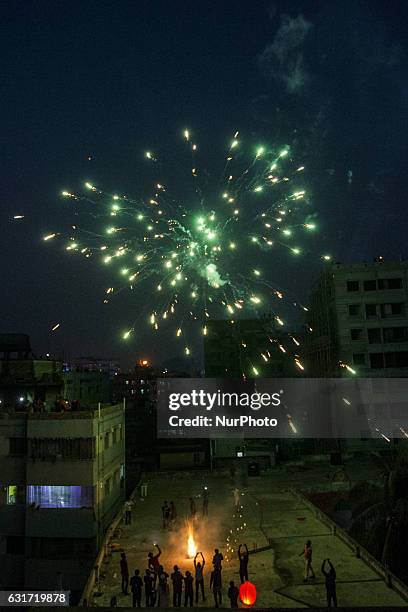 People take part at Shakrain festival in Dhaka on January 14, 2016.Shakrain is known as the kite festival in Bangladesh. Especially southern part of...