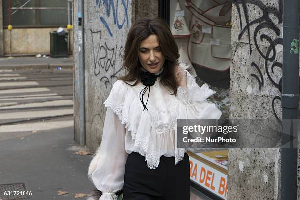 Model attends the Dolce &amp; Gabbana show during Milan Men's Fashion Week Fall/Winter 2017/18 on January 14, 2017 in Milan, Italy.