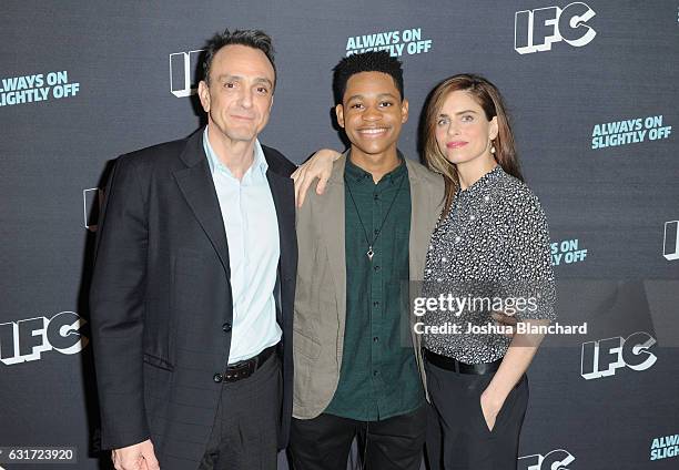 Actors Hank Azaria, Tyrel Jackson Williams and Amanda Peet attend the IFC presentation of Brockmire and Portlandia on January 14, 2017 in Pasadena,...