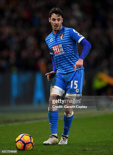 Adam Smith of AFC Bournemouth during the Premier League match between Hull City and AFC Bournemouth at KCOM Stadium on January 14, 2017 in Hull,...
