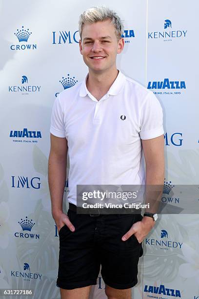 Joel Creasey arrives at the 2017 Australian Open party at Crown on January 15, 2017 in Melbourne, Australia.