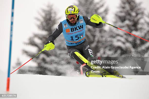 Patrick Thaler of Italy competes during the Audi FIS Alpine Ski World Cup Men's Slalom on January 15, 2017 in Wengen, Switzerland