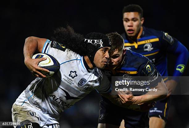 Dublin , Ireland - 13 January 2017; Joseph Tomane of Montpellier is tackled by Garry Ringrose of Leinster during the European Rugby Champions Cup...
