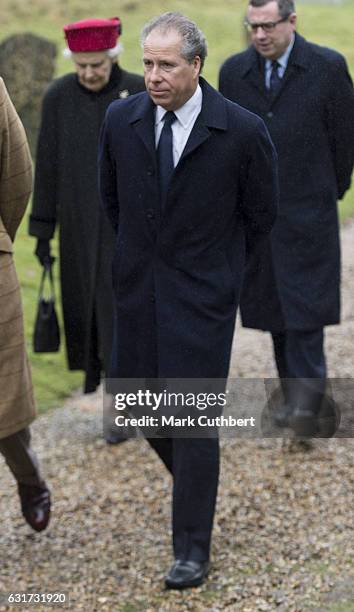 David, Earl of Snowdon attends Sunday Church Service at St Mary the Virgin on January 15, 2017 in Flitcham, England.