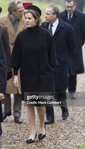 Serena, Countess of Snowdon and David, Earl of Snowdon attend Sunday Church Service at St Mary the Virgin on January 15, 2017 in Flitcham, England.