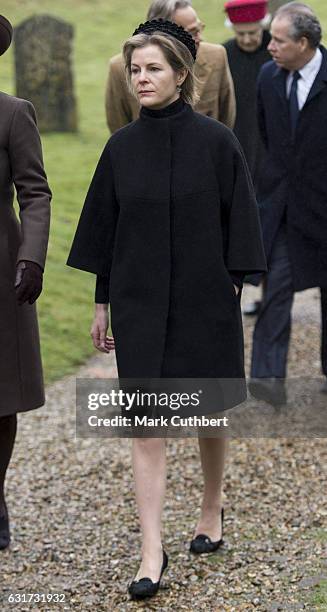 Serena, Countess of Snowdon attends Sunday Church Service at St Mary the Virgin on January 15, 2017 in Flitcham, England.