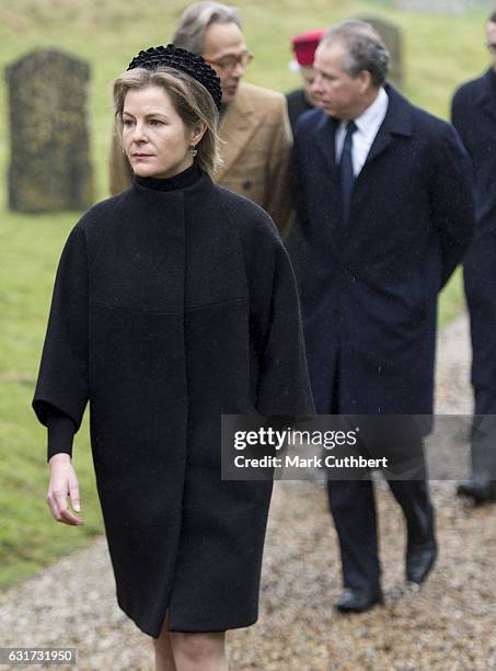 Serena, Countess of Snowdon and David, Earl of Snowdon attend Sunday Church Service at St Mary the Virgin on January 15, 2017 in Flitcham, England.