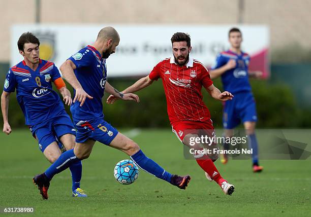 Graeme Shinnie of Aberdeen FC in action during the friendly match between Aberdeen FC and FC Bunyodkor at the Jebel Ali Centre of Excellence on...