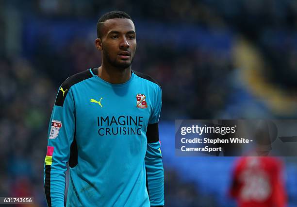 Swindon Town's goalkeeper Lawrence Vigouroux during the Sky Bet League One match between Bolton Wanderers and Swindon Town at Macron Stadium on...