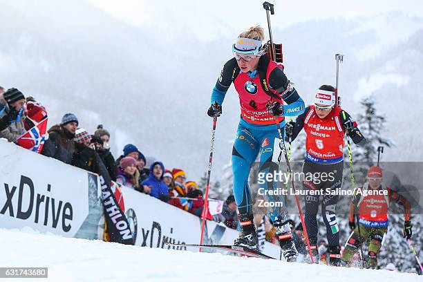 Marie Dorin Habert of France takes 3rd place during the IBU Biathlon World Cup Men's and Women's Pursuit on January 15, 2017 in Ruhpolding, Germany.