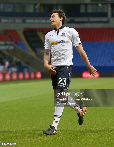 Bolton Wanderers' Lawrie Wilson during the Sky Bet League One match between Bolton Wanderers and Swindon Town at Macron Stadium on January 14, 2017...