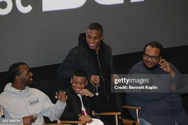 Luke James, Dante Hoagland, keith Powers, and Chris Robinson attend the New Edition Story BET AMC Screenings Tour, New York on January 14, 2017 in...