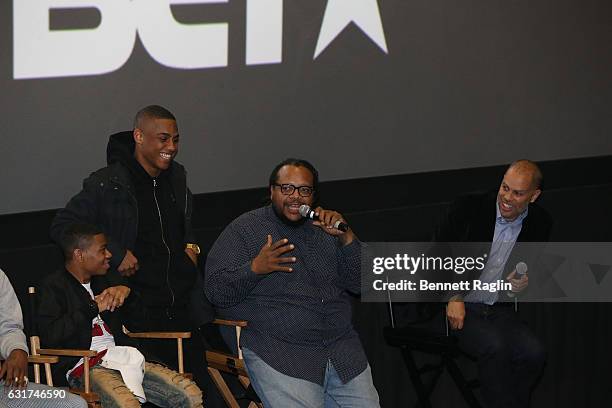 Dante Hoagland, Keith Powers, Chris Robinson, and Jesse Collins attend the New Edition Story BET AMC Screenings Tour, New York on January 14, 2017 in...